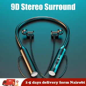 Wireless Bluetooth Neckband Waterproof Sports Earphone with Sweatproof in-Ear Retractable Earbuds,Noise Cancelling Earphones For Workout, Running, Driving.