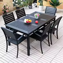 Outdoor Restaurant Tables and Chairs Outdoor Patio Set Plastic Wood Dining Table Set Garden Furniture