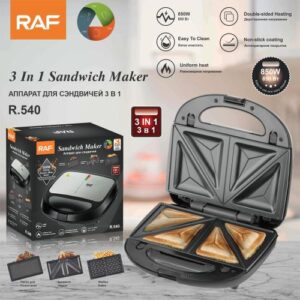850W 3-in-1 Sandwich Maker, Waffle Maker & Grill with 3 Sets of Non Stick Multifunctional Plates for Grilling, Toasted Sandwiches and Waffles