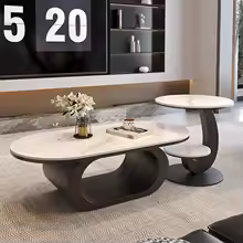 Italian minimalist new rock slab coffee table living room home simple modern high-end combination light luxury oval tea table